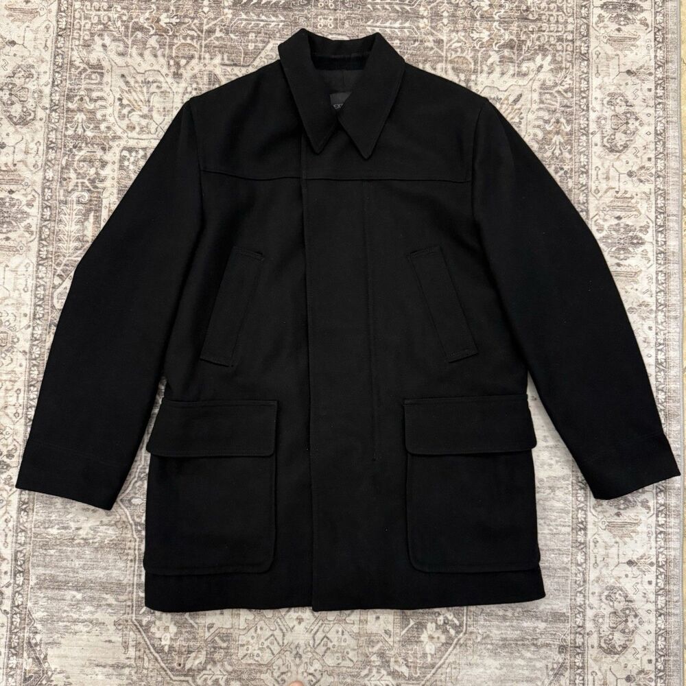 Express Men’s Wool Blend Field Coat Jacket Black Large L Military Zip Button